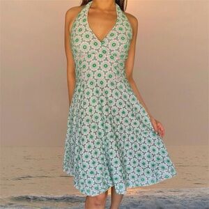 Green Floral Halter Dress